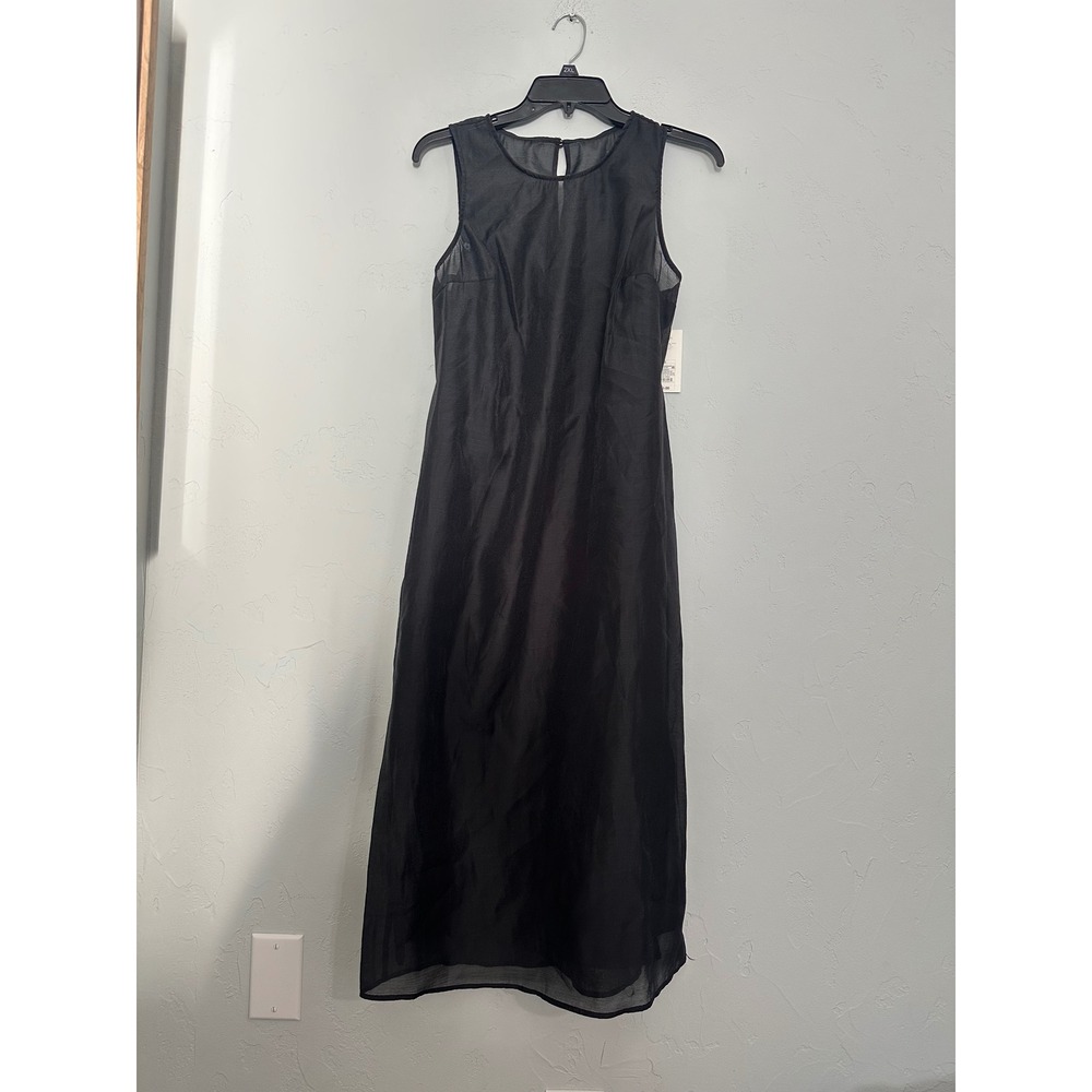 A New Day Black‎ Maxi Dress Sleeveless Lined Sheer Overlay Party Cocktail Small